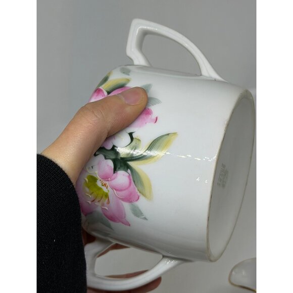 Vintage Noritake Azalea Sugar Bowl & Creamer Set Pink Floral Hand Painted Japan - Picture 6 of 9